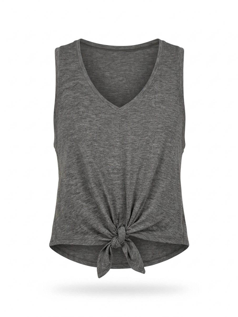 LULULEMON Gray V-Neck Knot Front Tank Top